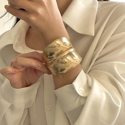 French Retro Irregular Convex Wide Edge Open Couple Bracelet Fashion Punk Delicate Bracelet Women Jewelry Accessories