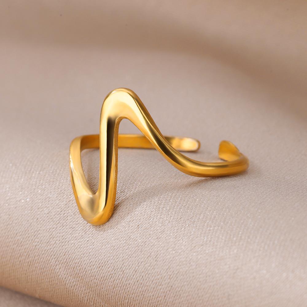 Stainless Steel Rings for Women Waterproof Open Gold Color Ring Wedding Couple Band Jewelry Gifts Items Anillos