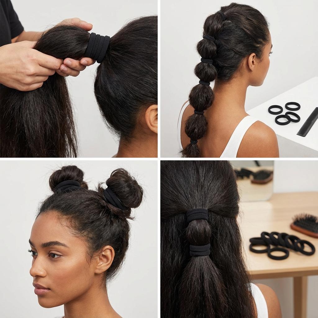 Simple High Elastic Hair Ties 100 Pcs, 4cm Black Bulk. Versatile, Durable, for All Hairstyles