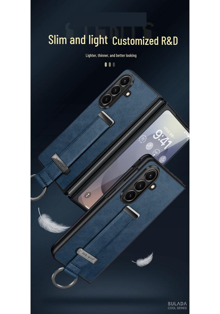 Samsung Z Fold7/6/5 Leather Texture Wrist Strap Stand Case