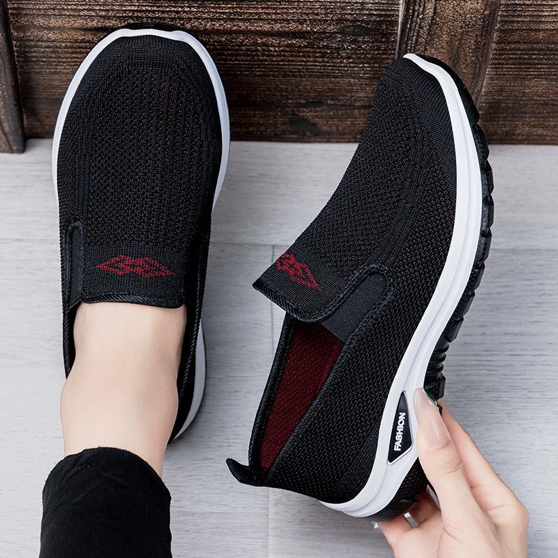 Shoes Women's Casual Shoes Autumn Breathable Women's Shoes Lightweight and Versatile Mother Shoes Platform Single Shoes One Pedal Mesh Shoes
