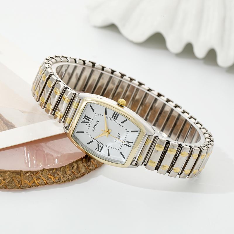 Fashionable Barrel-Shaped Simple Elegant Elegant Quartz Watch Women's Elastic Band Retro Women's Watch