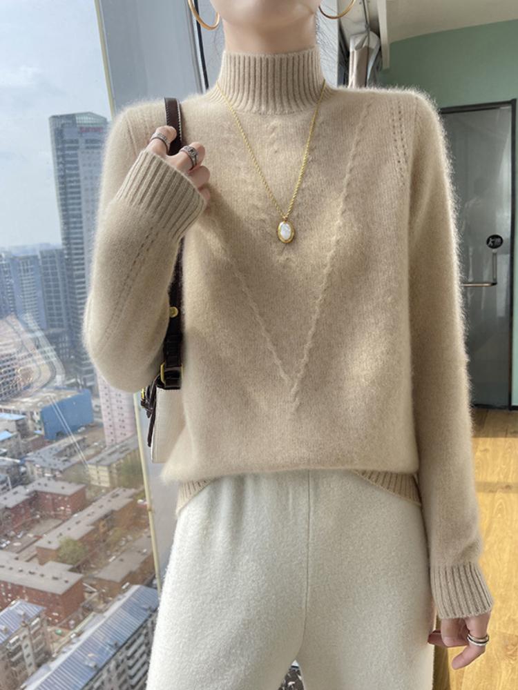 Plus Size Solid Half Turtleneck Sweater, Casual Long Sleeve Pullover Top for Fall & Winter, Women's Plus Size Clothing
