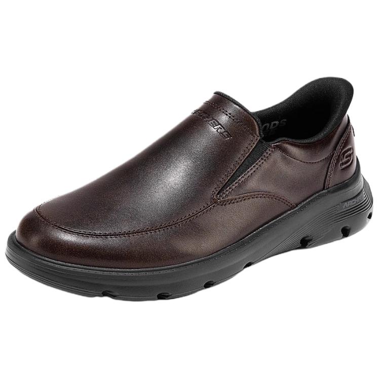 Skechers Casual Men Dark Brown Casual Leather Shoes Comfortable Versatile 205518-DKBR