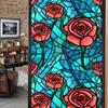 Colorful Retro Floral & Bird Static Cling Window Film - No Glue, Removable