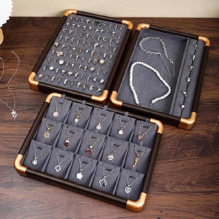 Jewelry Display Tray with Protective Velvets Lining Jewellery Holder Accessory Presentation Stand for Home or Shop Use