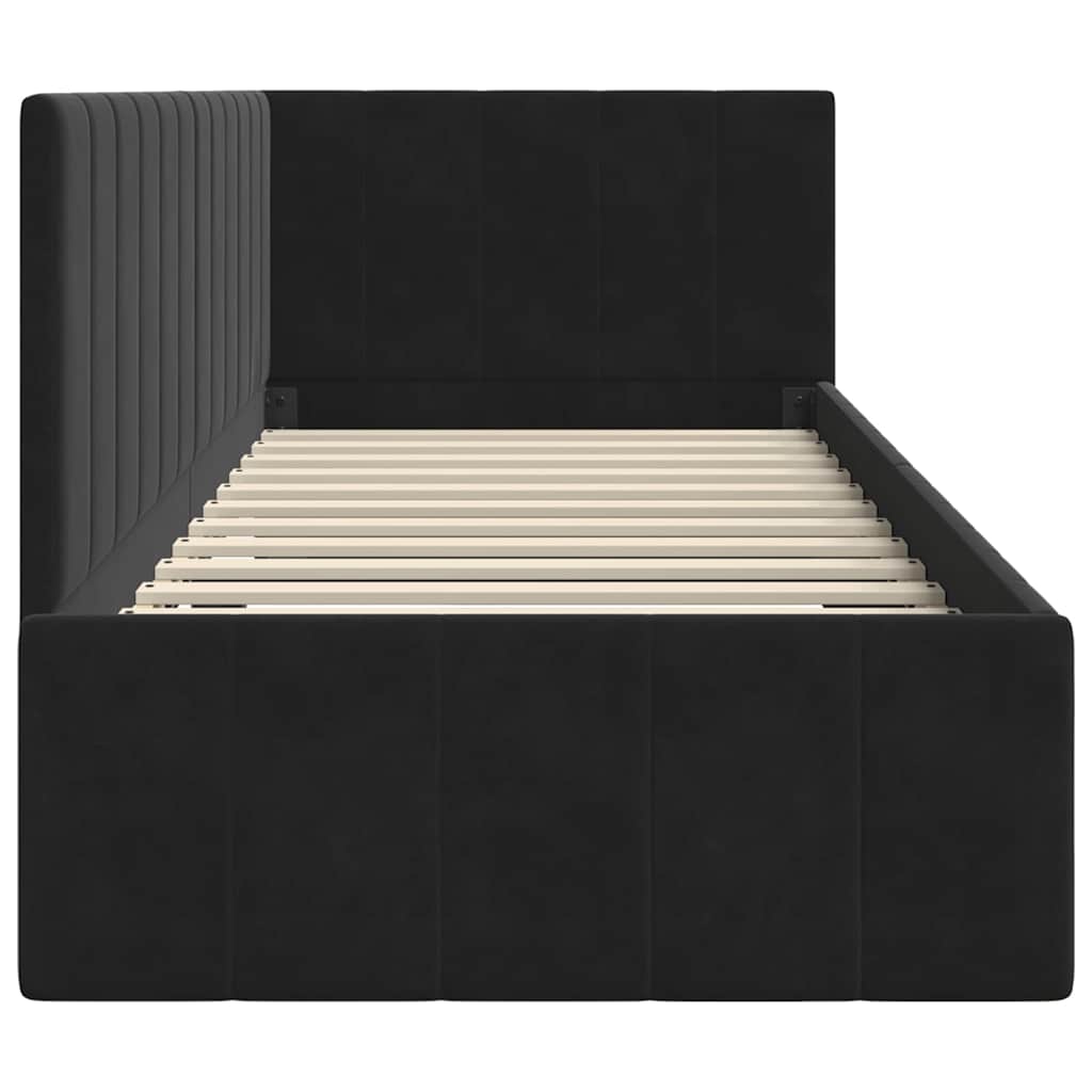 L Shaped Bed Frame with Headboard Black 80 Cm X 200 Cm Velvet