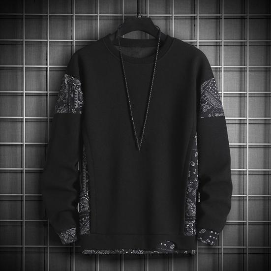 Bărbați hanorac casual cu design vafă fals din două piese cu mânecă lungă, top cu gât oana-gât, pulover de îmbinare pentru petrecere streetwear