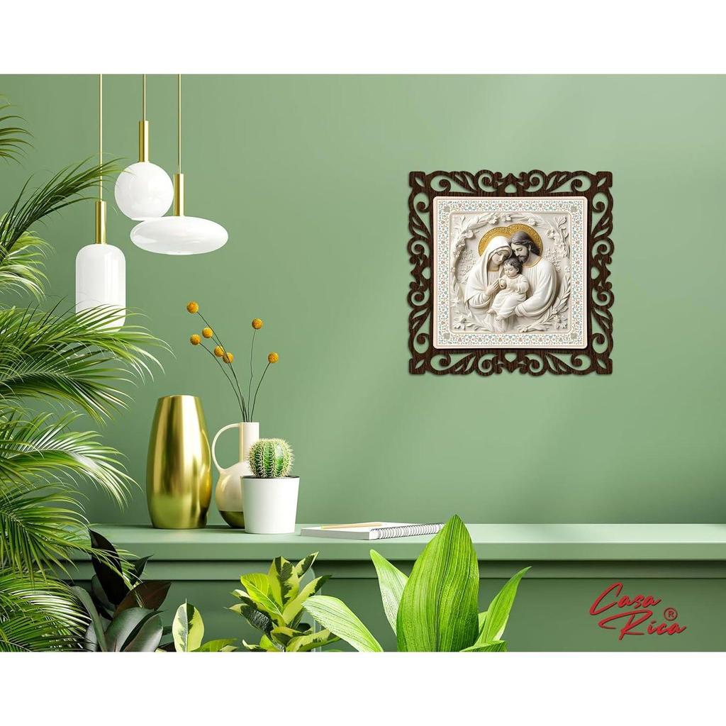 jesus holy family photo frame painting wall hanging home decoration for wall (12inch x12inch) (JIS 061) laser cut