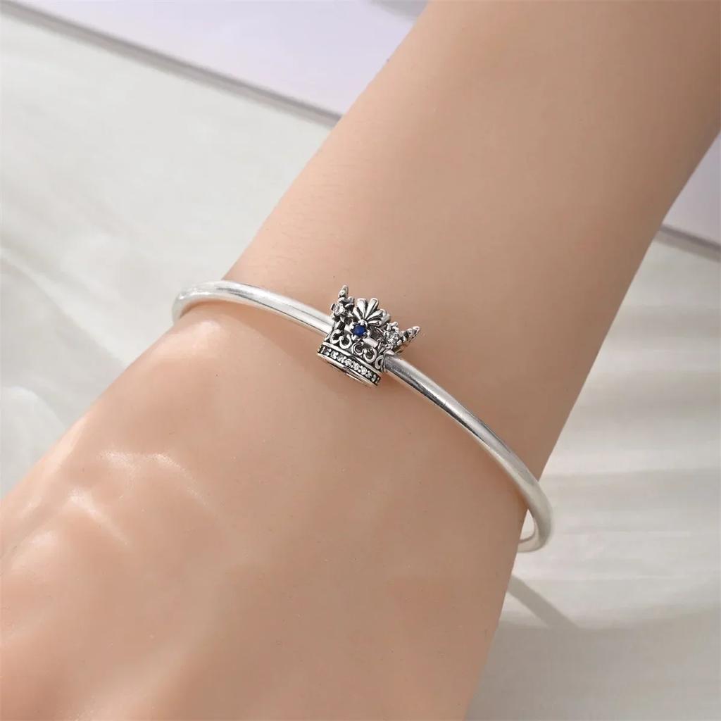 Original Copper Princess Crown Charm Bead Ear Stud Ring Pendant Fit Necklace Bracelet Women Jewelry Diy Gift