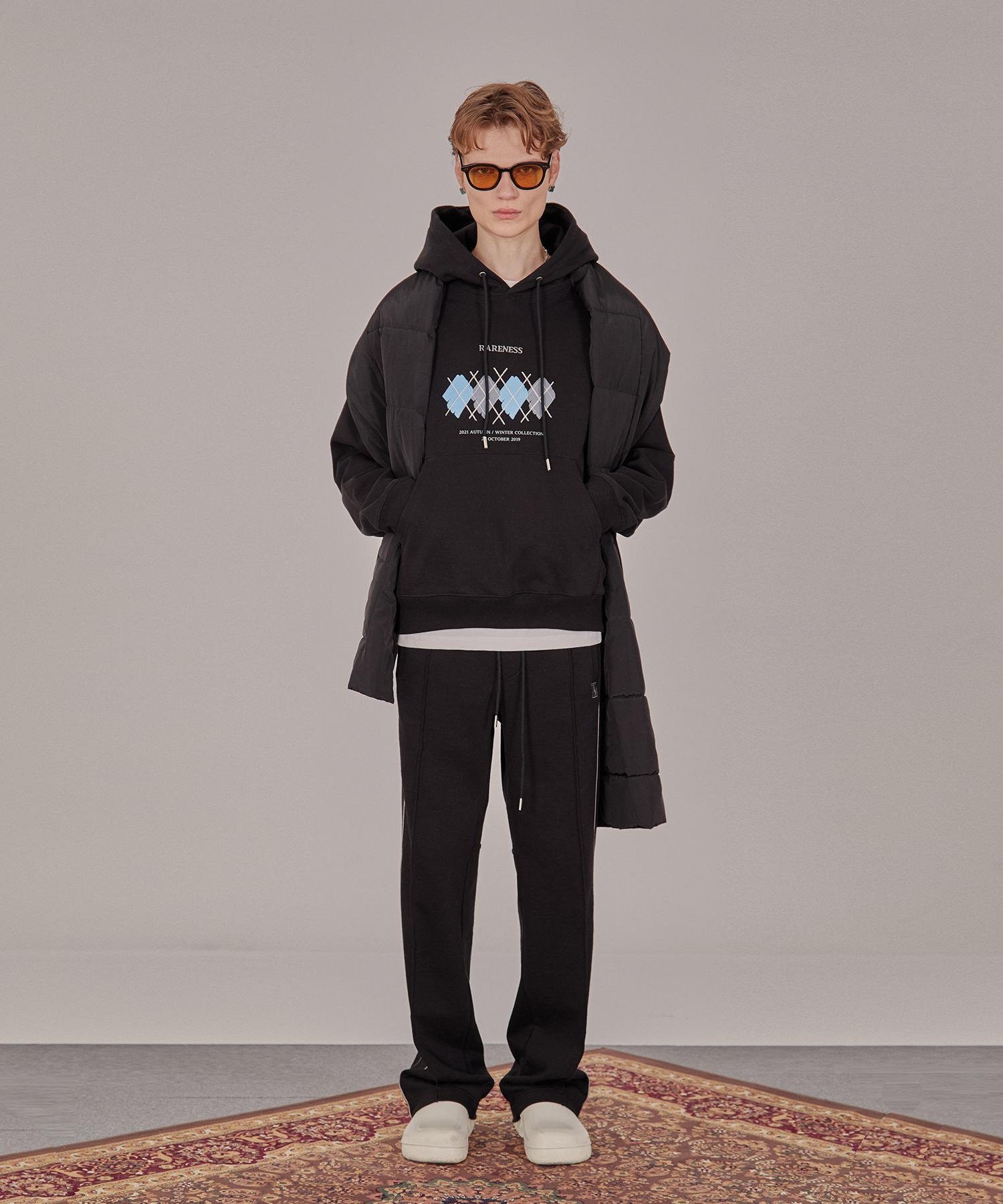 Gimyeong Argyle Hoodie Sweatshirt Black 50