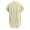 Women's Fashion Solid Color V Neck Button Pocket Short Sleeved Shirt Cotton Casual  T-shirt Top