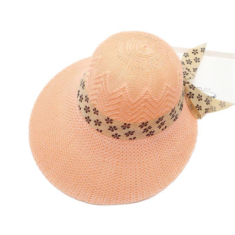 Summer straw hat big brim fashionable flower sweet seaside vacation beach breathable sun protection sun hat women's