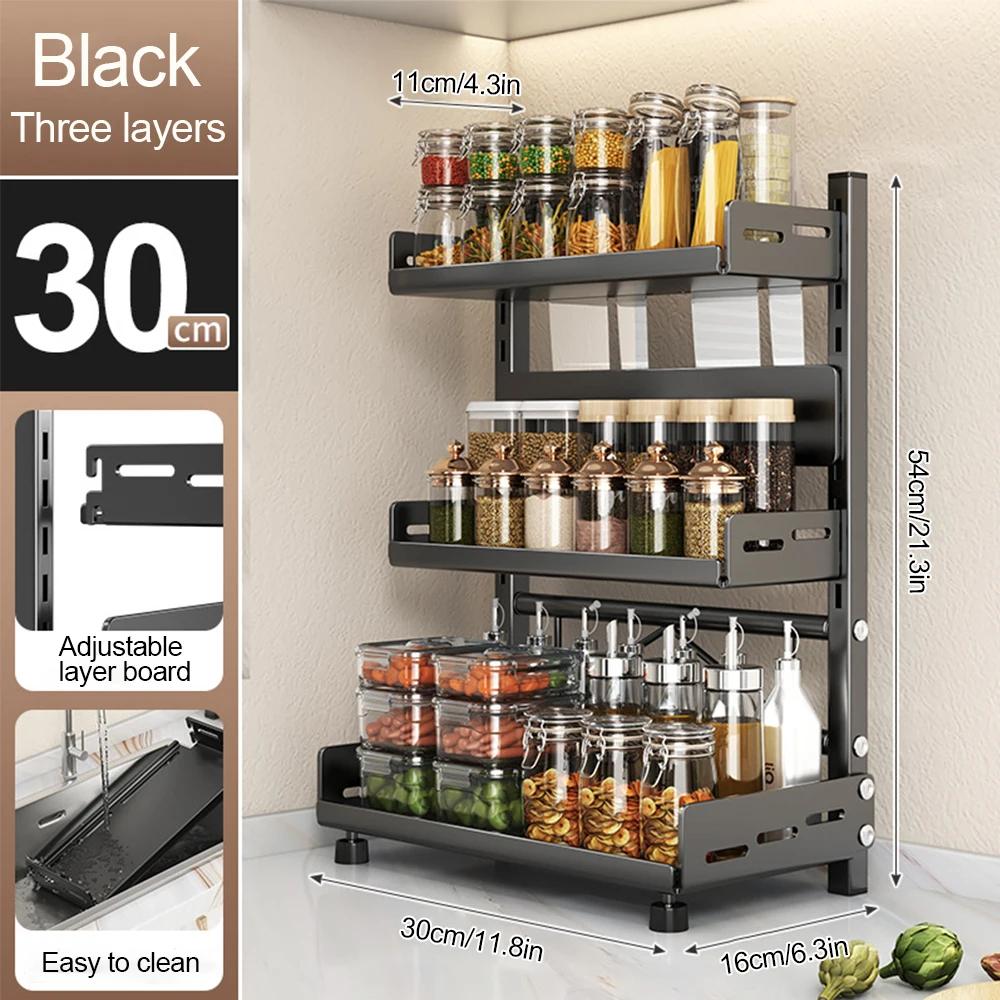 2-3 Tier Height-Adjustable Vertical Spice Rack Rustproof Metal Spice Storage Rack Kitchen Storage Rack And Decorative Piece