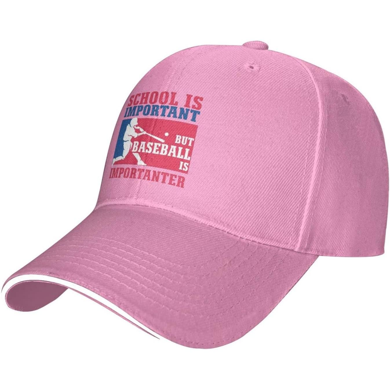 School is Important But Baseball is Importanter Baseball Cap Polyester Casual Sports Adjustable Hat Adjustable розовый