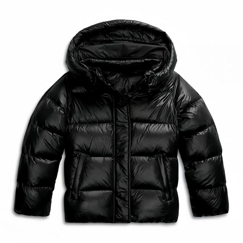 Womens Hooded Cotton Puffer Jacket Loose Fit Casual Winter Coat In Navy Black