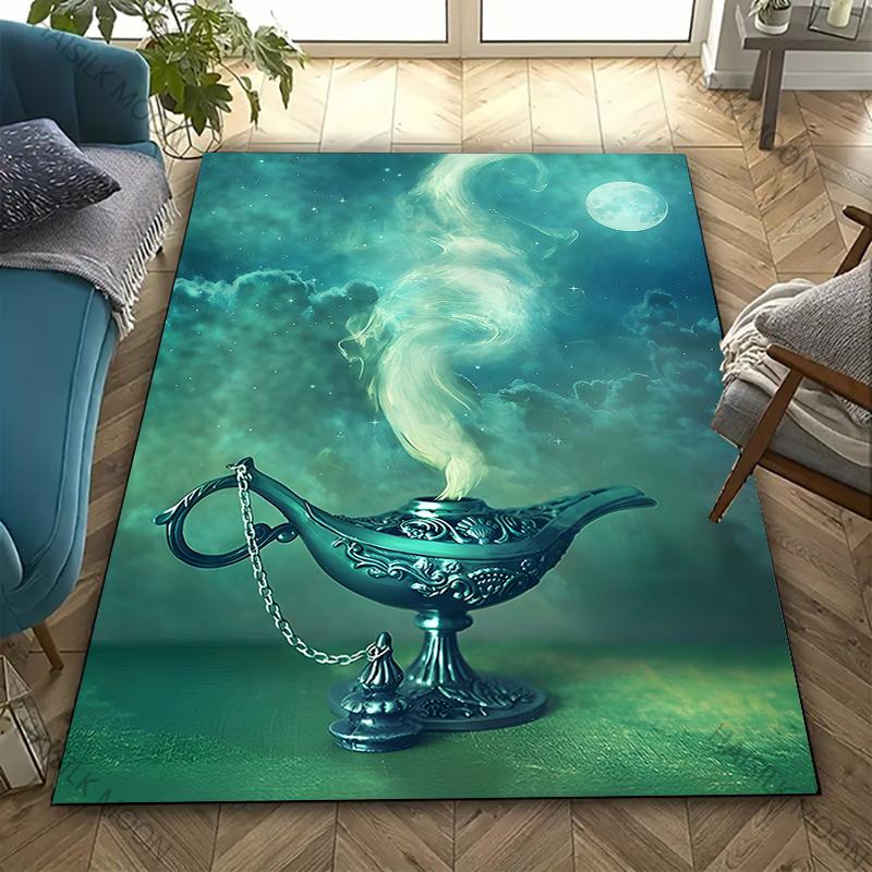 3D Wishing Lantern Pattern Carpet for Living Room Kids Bedroom Mat, Sofa Doormat Floor Rug Anti-slipTapete Decor Mat Funny Gift