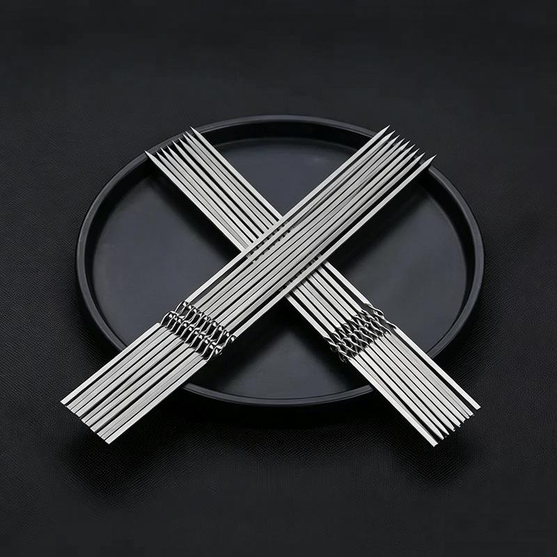 Stainless Steel Flat BBQ Skewers for Lamb, Reusable & Threaded, Large Quantity Discount Available