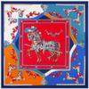 130*130 Cm Twill Silk Women Scarf Euro Design Fashion War Horse Print Square Scarves Luxury Brand Gift Large Shawls