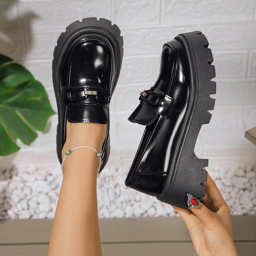 2024 New Shallow Mouth Casual Woman Shoe Slip-on Autumn Oxfords Female Thick Soled Suede Loafers British Style Platform Footwear
