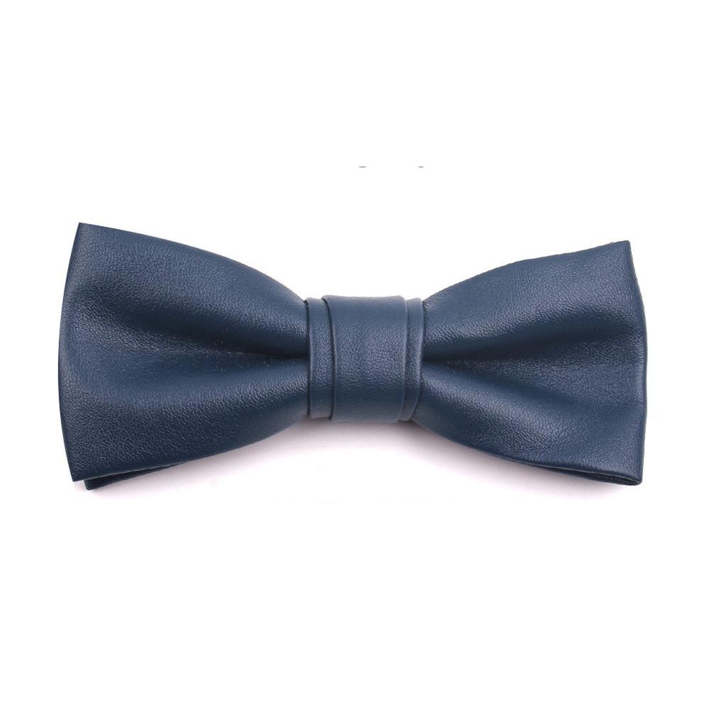 Adjustable Men Necktie Solid Color Retro Cravat Simple PU Leather Bow Tie  Shirt
