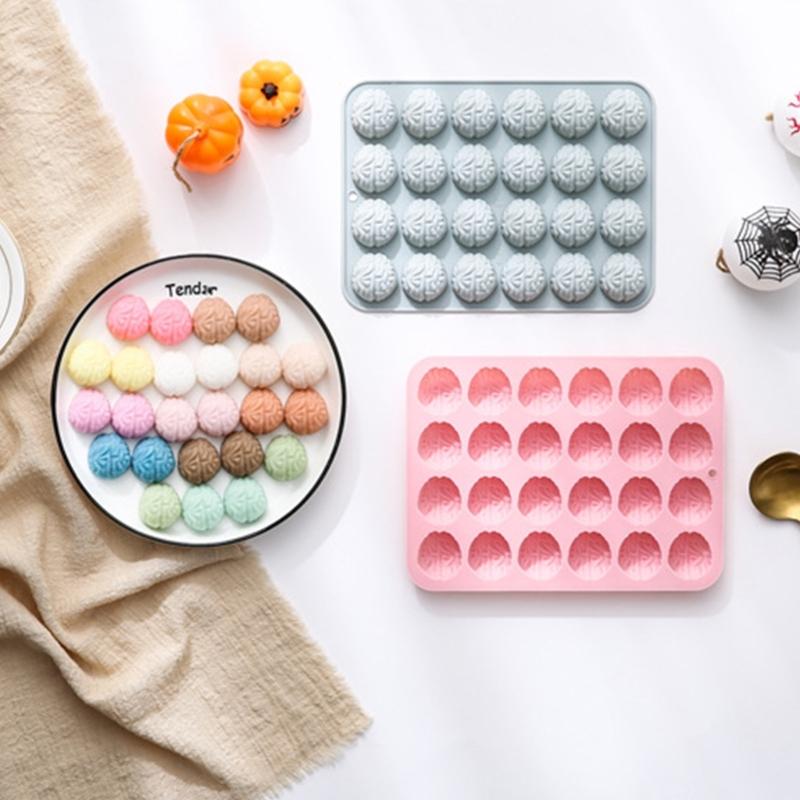 24Cavity Brains Shaped Silicone Molds Fondants Molds Pastries Bakings Decorating Tool Soap Molds Cake DIY Supplies