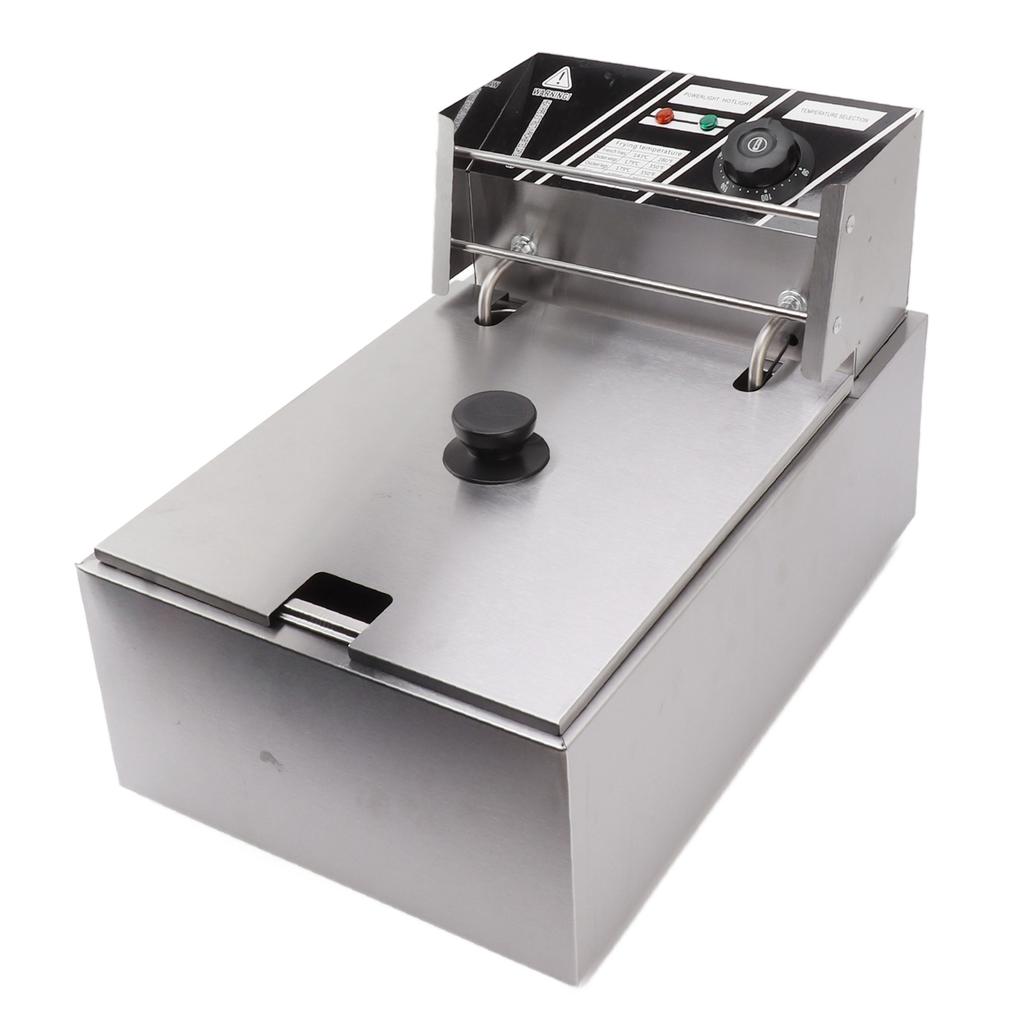 Electric Deep Fryer Stainless Steel Single Cylinder Single Sieve 6L Electric Immersion Deep Fryer