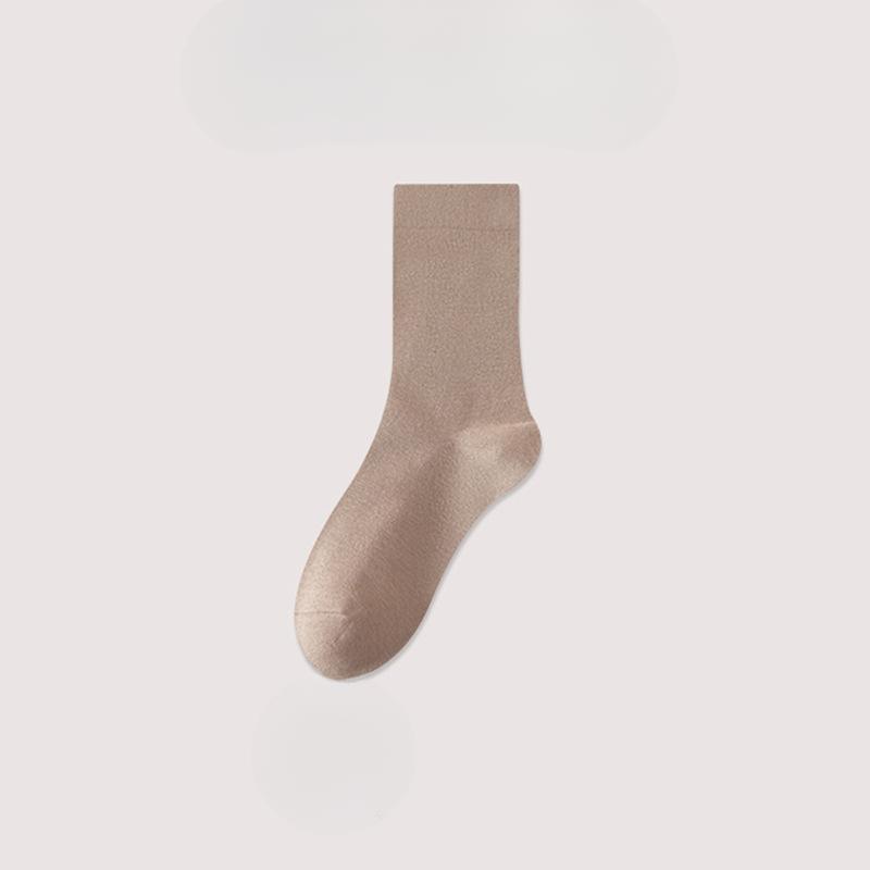 Damen Mid-Calf Socken für Frühling und Herbst, Dünne einfarbige schweißabsorbierende lange Baumwollsocken, Schwarz Sport Damen Nahtlose Socken