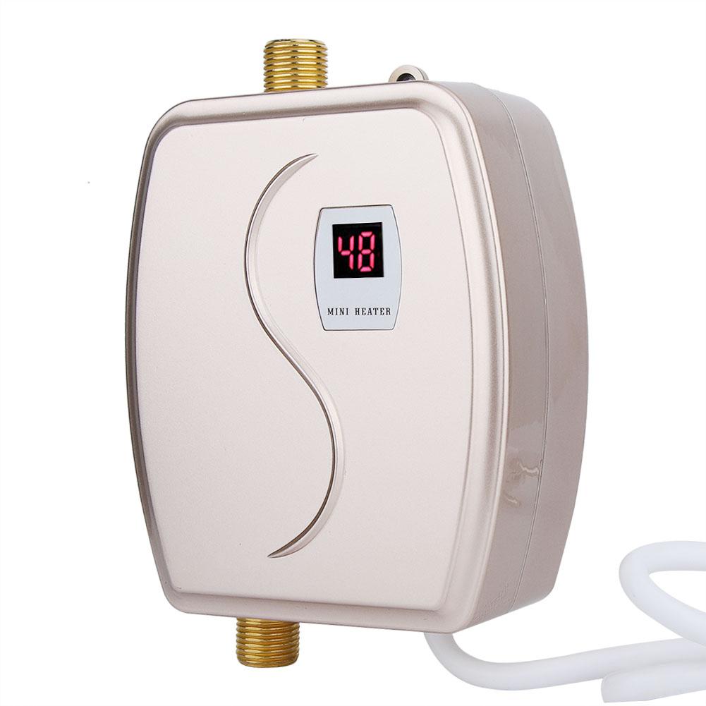 - 3000W Mini Electric Tankless Instant Hot Water Heater Bathroom Kitchen Golden