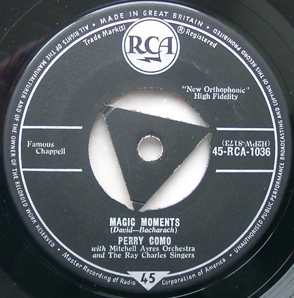 

7inch Record PERRY COMO, MITCHELL AYRES & HIS OR - Magic Moments / Catch A Falling Sta 45RCA1036 RCA 1958 UK Pop Used