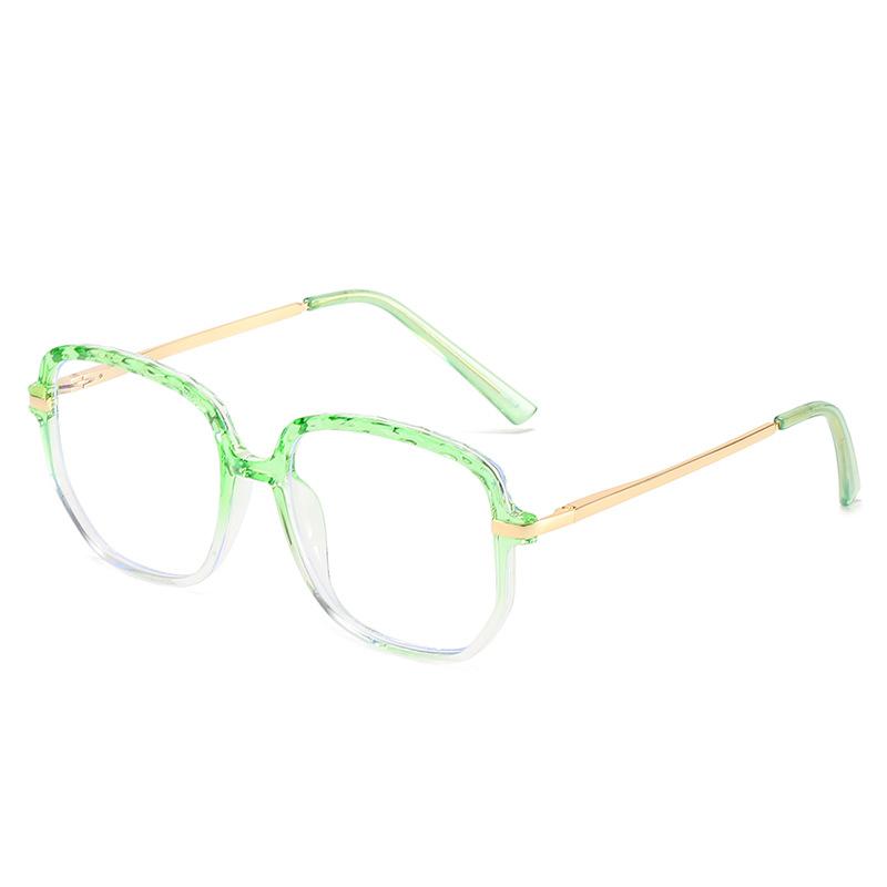 Ochelari de vedere cu lentile plate anti-lumină albastră din TR90, retro cristal, cu brațe metalice multifacetate, cu schimbare graduală de culoare, pentru femei