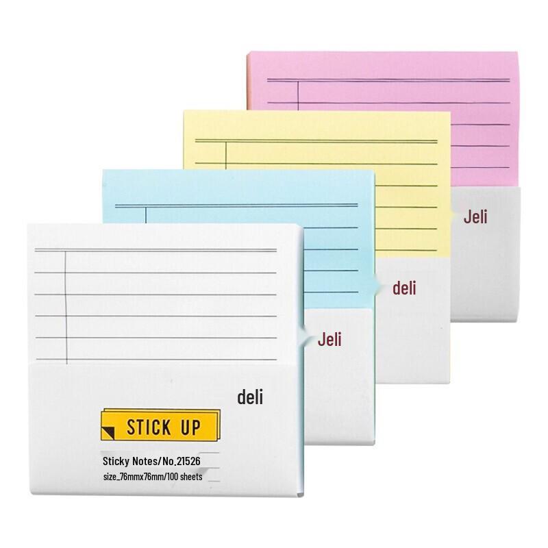 Deli 21526 Mixed Color Sticky Notes (12 Packs)