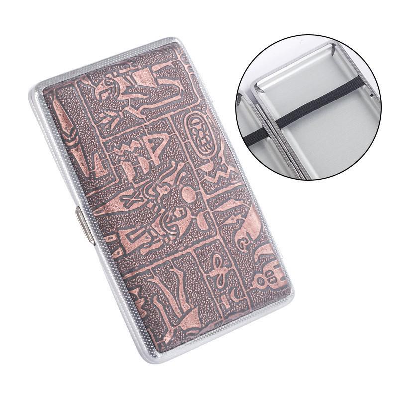 Black Leather Slim Cigarette Case with Rubber Band - Holds 20, Men's Portable and Stylish Smoking Accessory