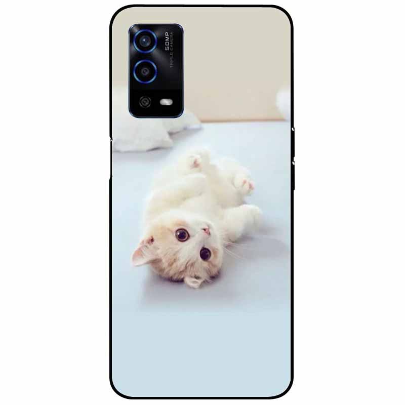 For Oppo A55 4G Case A 55 Silicone Soft Painted TPU Black Cover for Oppo A55 Case CPH2325 Cute Funda Coque for OPPOA55 6.51''