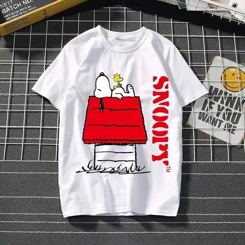 2025 New Summer Snoopy T Shirt Cartoon Short Sleeved Tees Tops Harajuku Tshirt Women Streetwear Pullover Clothes Men's Clothing