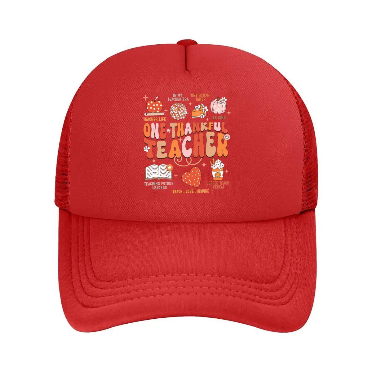 One Thankful Teacher Teacher Life Teach Love Inspire  Mesh Baseball Cap Hip Hop Adjustable