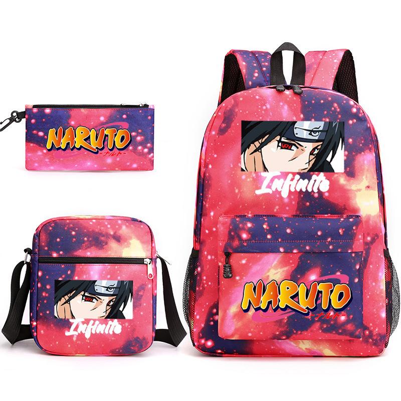 Large Capacity Schoolbag with Shoulder Strap; Student Three-piece Pencil Case Set
