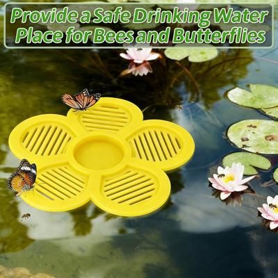 Floating Bee Station Flower Shaped Floating Bee Watering Station Butterfly Bee Feeder for Feeding Bee Bath Outdoor Garden Decor