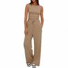 New Sleeveless Round Neck Ruffled Back Vest High Waist Fashion Wide Leg Pants