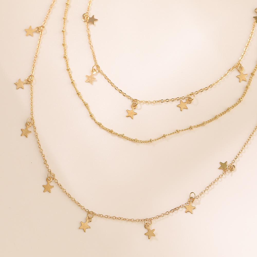 Alloy Star Versatile Pendant Necklace With Three Chic Layers For Everyday Fashion