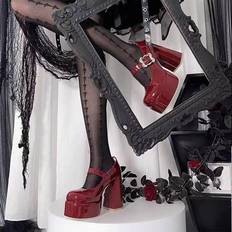 Fashion Fashion Single Shoes Autumn New Round Head Shallow Mouth Belt Buckle Super High Heel Women's Shoes