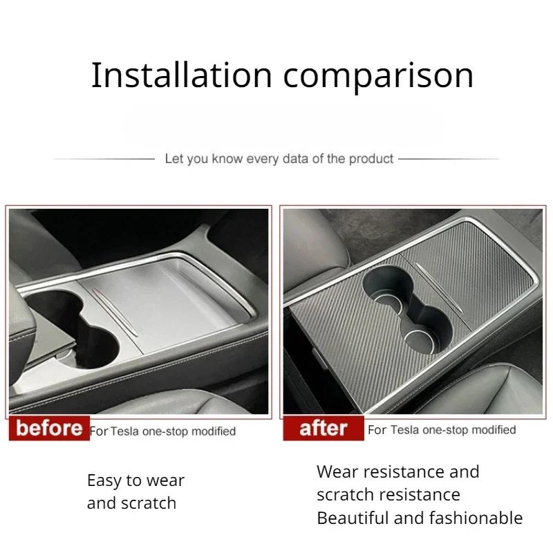 Center Console Cover For Tesla Model 3 Y Real Carbon Fiber Central Control Armrest Panel Trim Car Interior Accessories 2025-2025