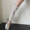 Womens Girls See Through Ruched Mesh Loose Leg Warmer Cute Ribbon Bowknot Lightweight Leg Cover Footless Lace Socks