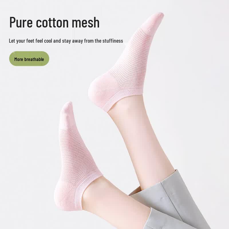 Langsha Women's Summer Cotton Mesh No-Show Socks (6 Pairs)