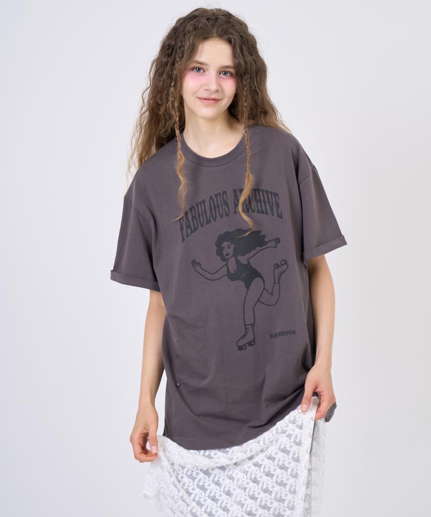 RAVEROUS Snap Loose Fit T-Shirt Charcoal