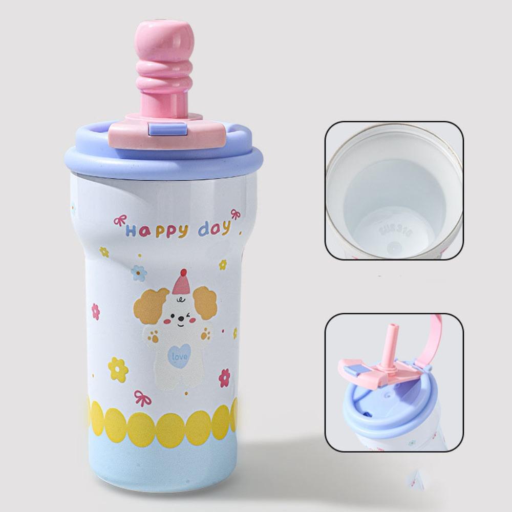 Cute 600ml Vacuum Cup 316 Ceramic Stainless Steel Insulated Cup Cartoon Large Capacity Water Mug