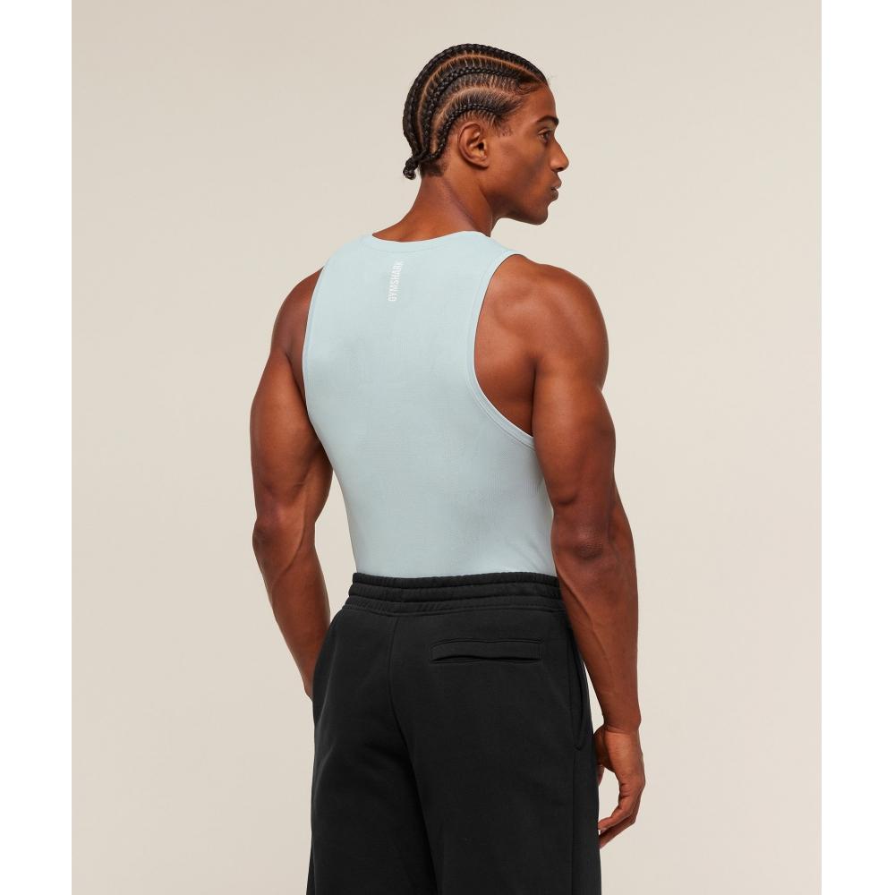 Gymshark Geo Seamless Tank Smoke Blue Soft White A6a3k Udw4