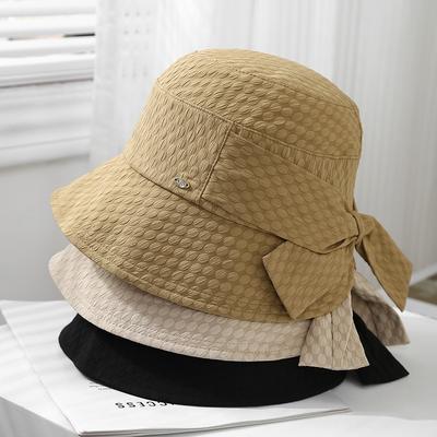 Spring Summer Hats For Women Foldable Casual Women's Bucket Hat Cloth Sun Protection Fisherman Cap With Bow 2025 New
