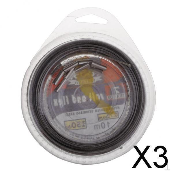 

3xStainless Steel Wire Lures Leader Trace Fishing Lines 10m 150LB