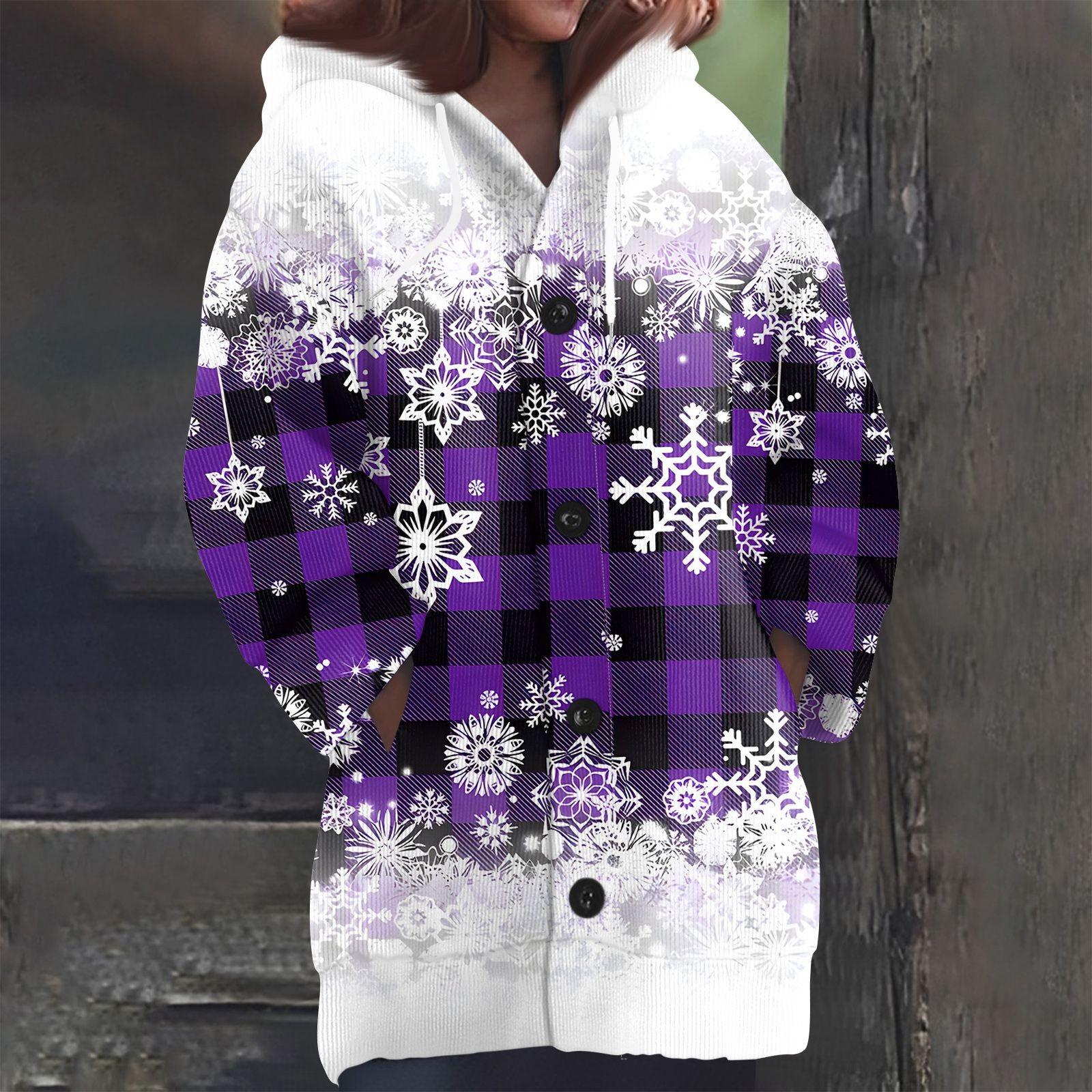 

Женская мода повседневная шерстяная вязка с капюшоном и пуговицами с длинным рукавом S фиолетовый